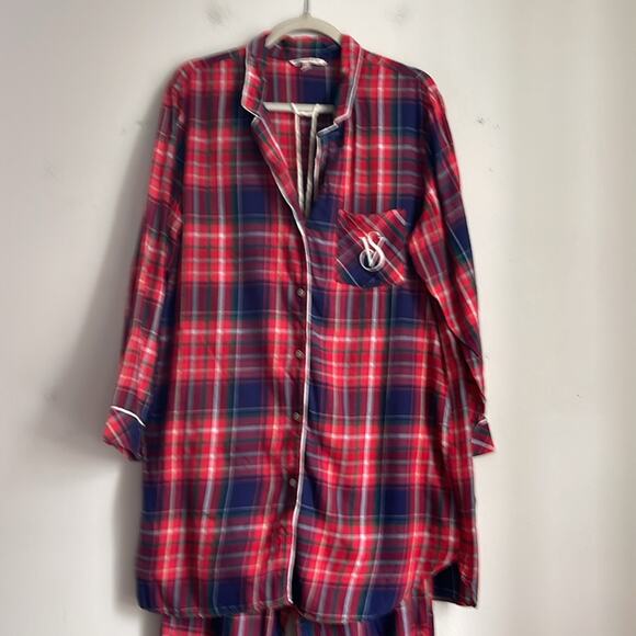 Victoria’s Secret plaid long sleeve plaid pajama pant set sz M - Picture 2 of 10